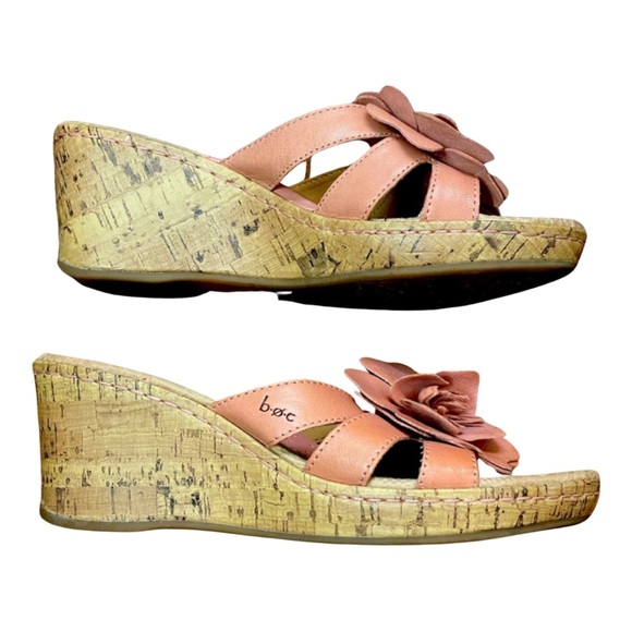 boc Shoes - Like new BOC Born pink floral leather cork wedges